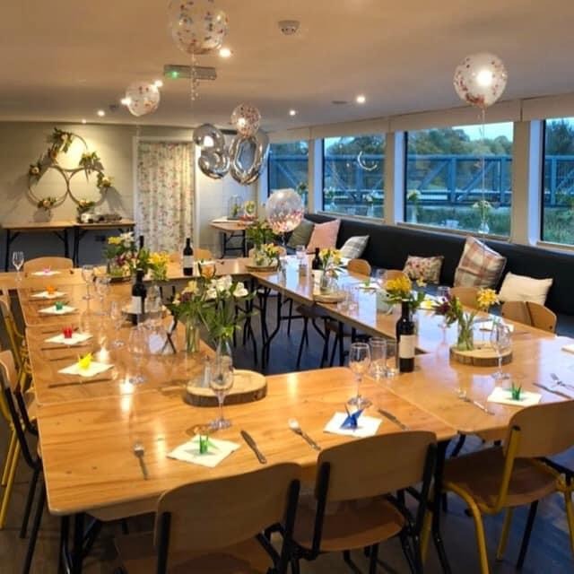 room set up for a birthday dinner on board the ark northampton