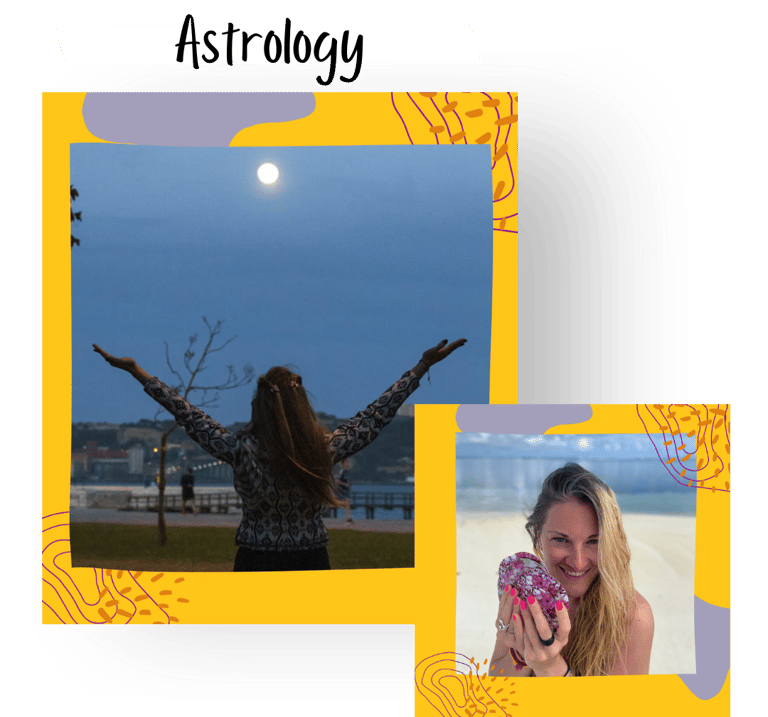 Martina looking towards the full moon. Martina with her oracle deck.