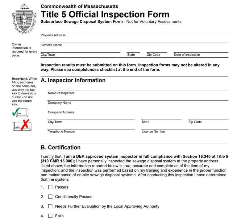 Title 5 Inspection Weston Massachusetts