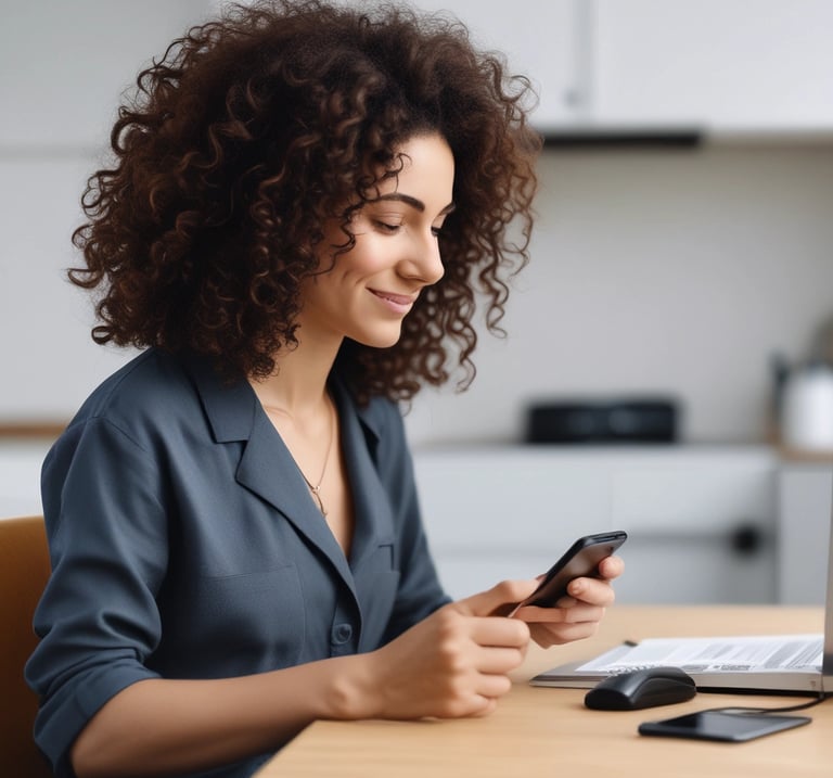 Hands holding a smartphone displaying a personalized curl diagnosis test.