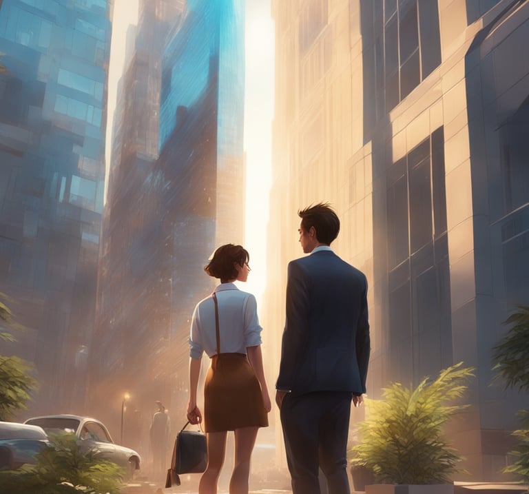 young professionals walking down a city street