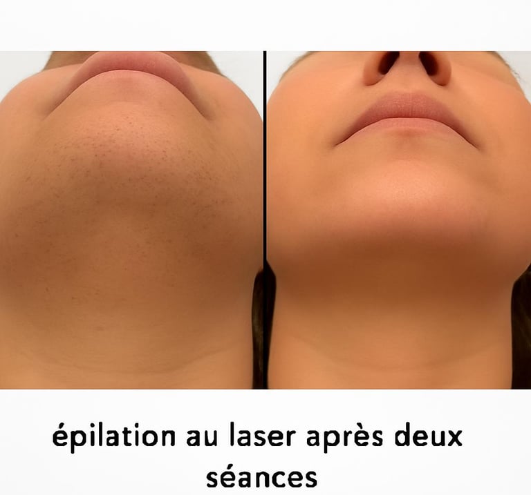 épilation laser avant / après menton