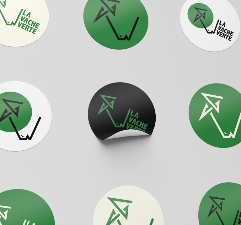 Logo projet la vache verte sur autocollants
