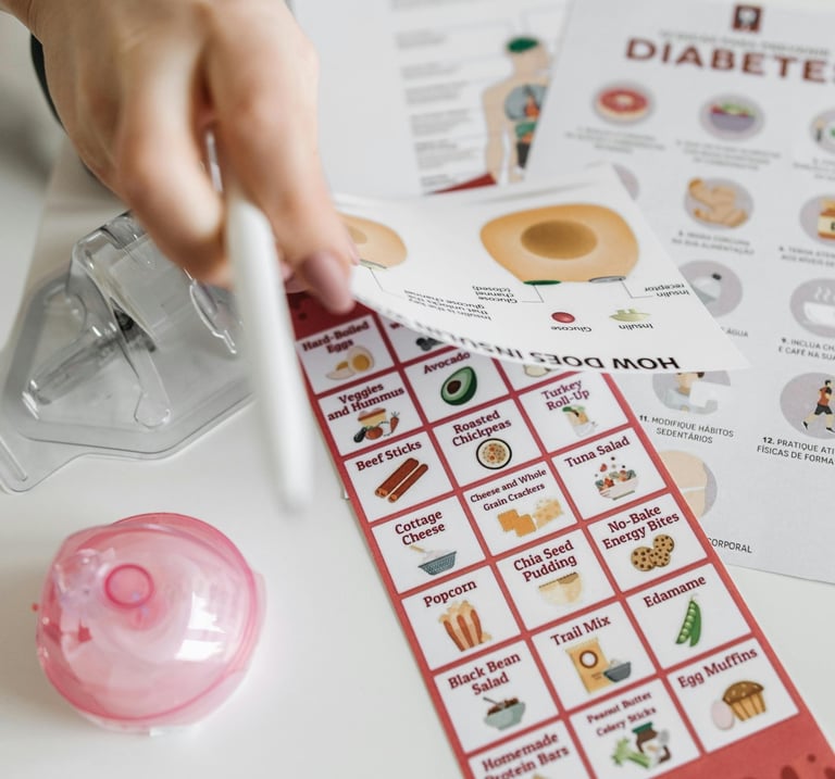 Patient information sheets about diabetes.