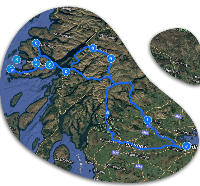 Map around the west coast of Scotland