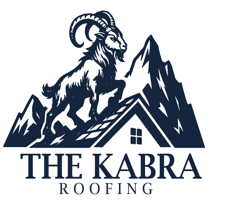 THE KABRA ROOFING LOGO, A GOAT STANDING ON A ROOF WITH MOUNTAIN IN THE BACK.