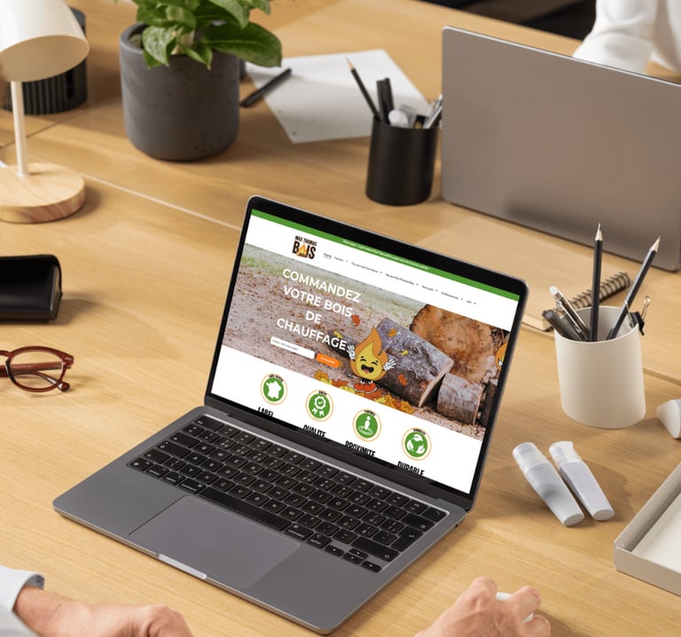 Un ordinateur sur un site de bois de chauffage de MaxThomasBois