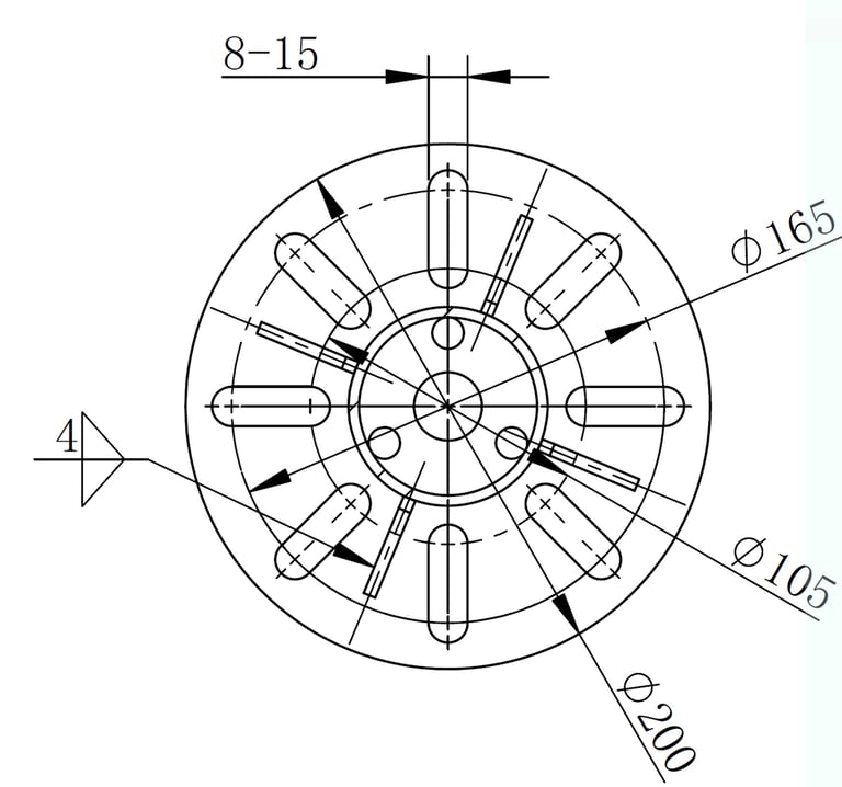 Dessin technique d'une platine de pieu vissé.
