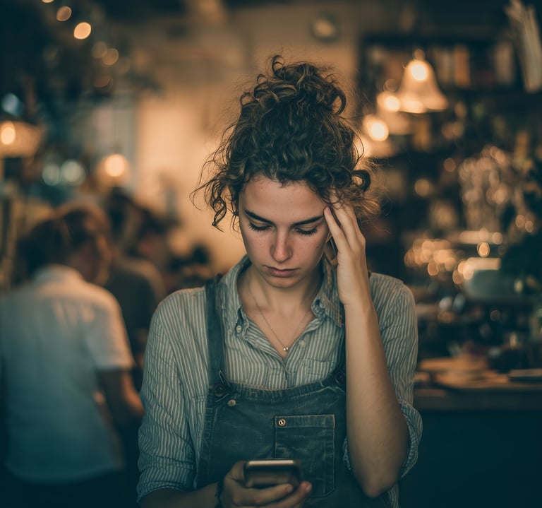 business owner checking mobile website performance and user experience on smartphone