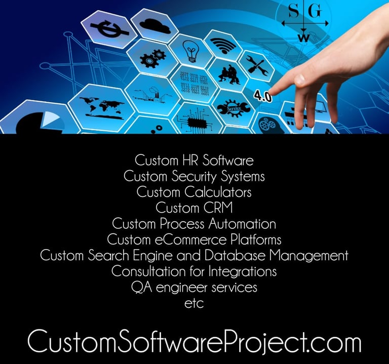 Promotional image for custom software development services.