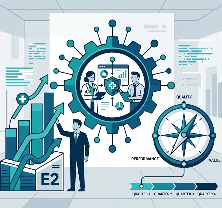 A close up of a clinician using a tablet to document patient care in a home setting with a clean, mo