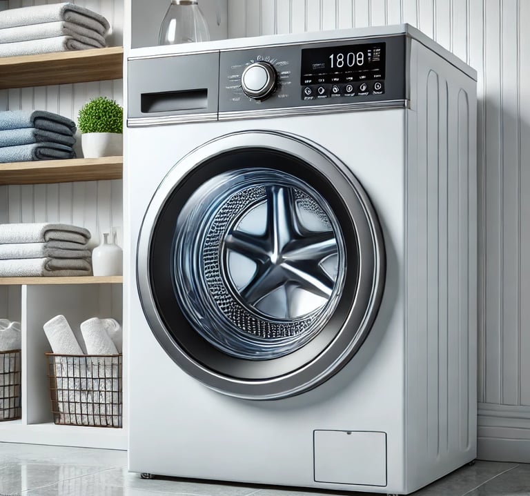 a washing machine with towels on it