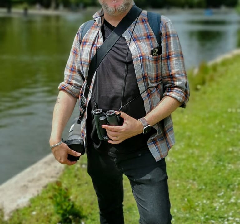 Portrait of Magnus Andersson, director at Big Smoke Birding Ltd, taken in Regent's Park, London