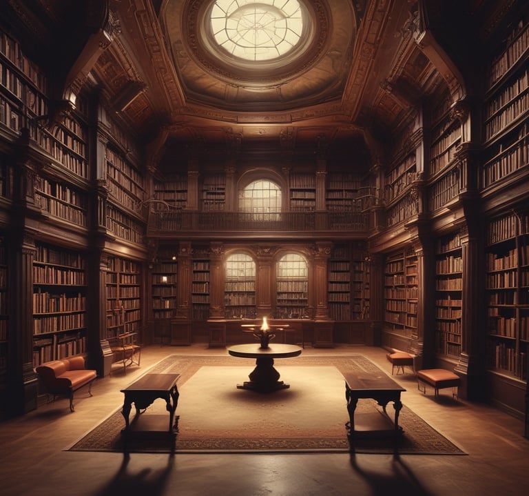 A cozy reading nook with books and a warm light.