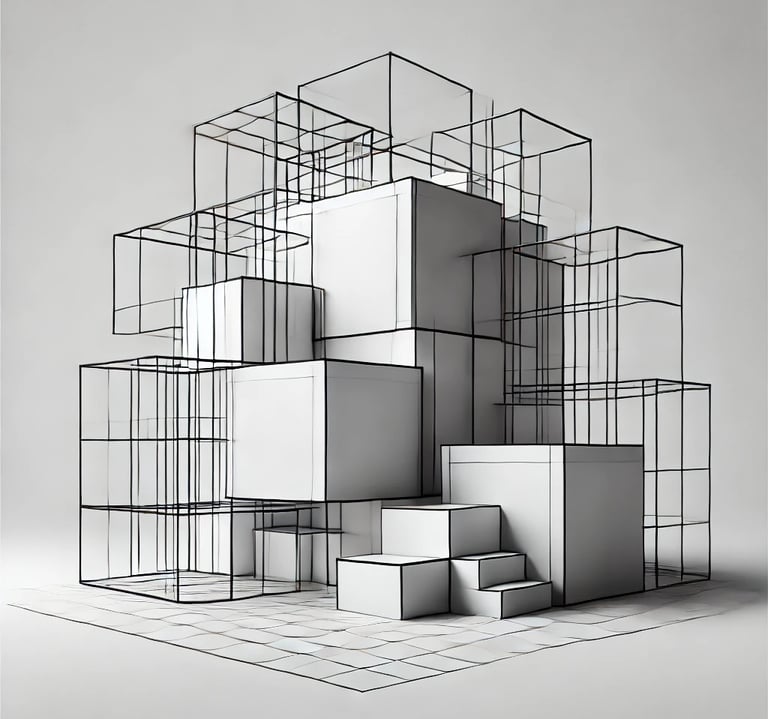 A minimalist black and white composition with clean geometric lines 
