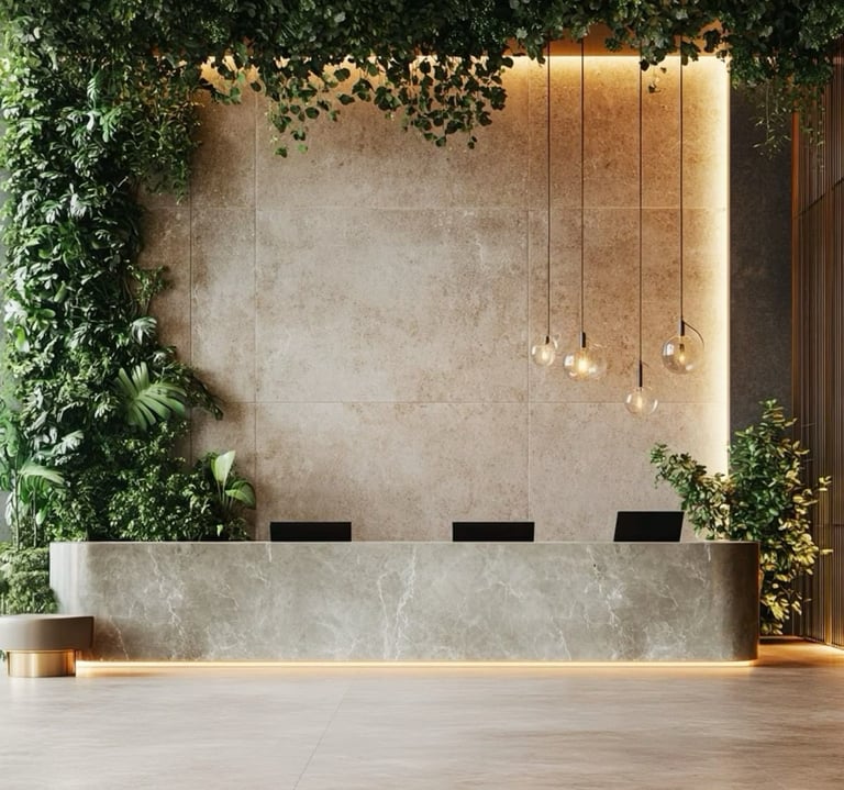 biophilic spa reception design 