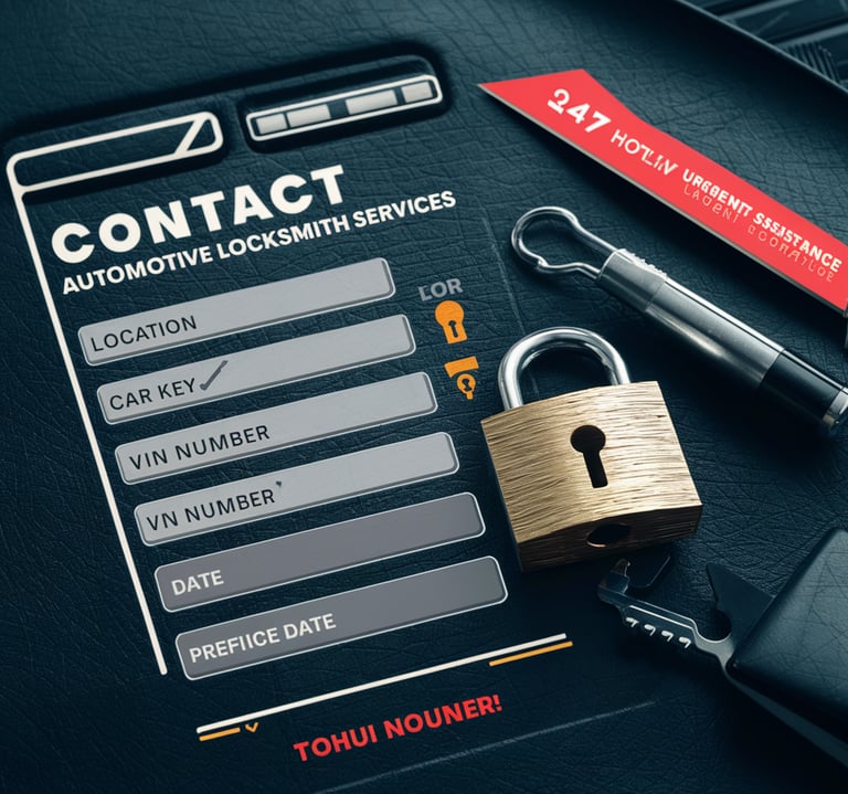 To request our automotive locksmith services, complete the form with your location, car key details, VIN number, and preferre