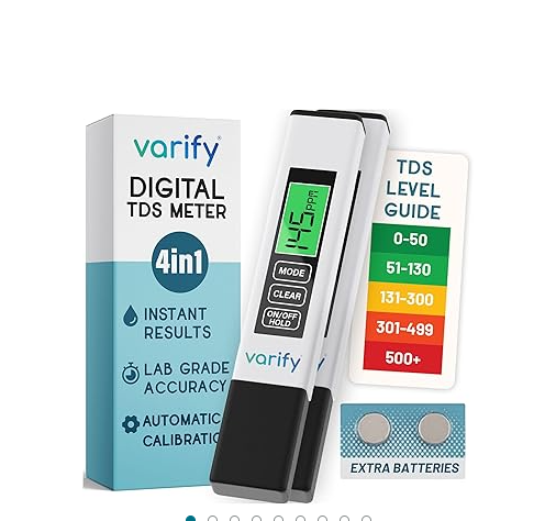 Varify digital TDS water tester for monitoring filter performance.