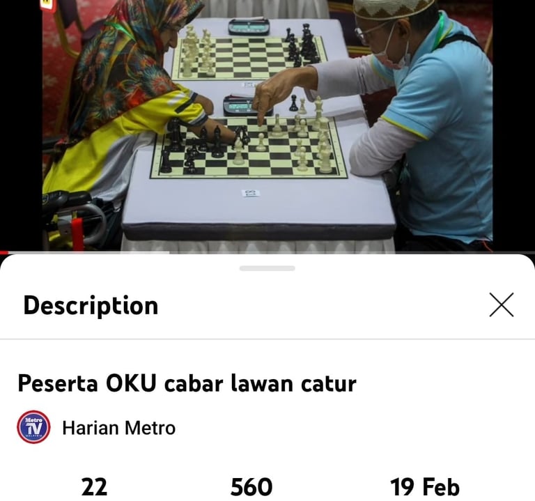 Peserta OKU cabar lawan catur by Harian Metro. RD Open Chess Championship 2023