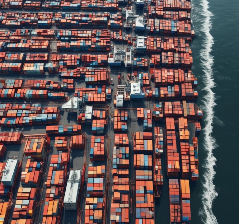 A close-up of a neatly packed parcel with international shipping labels.