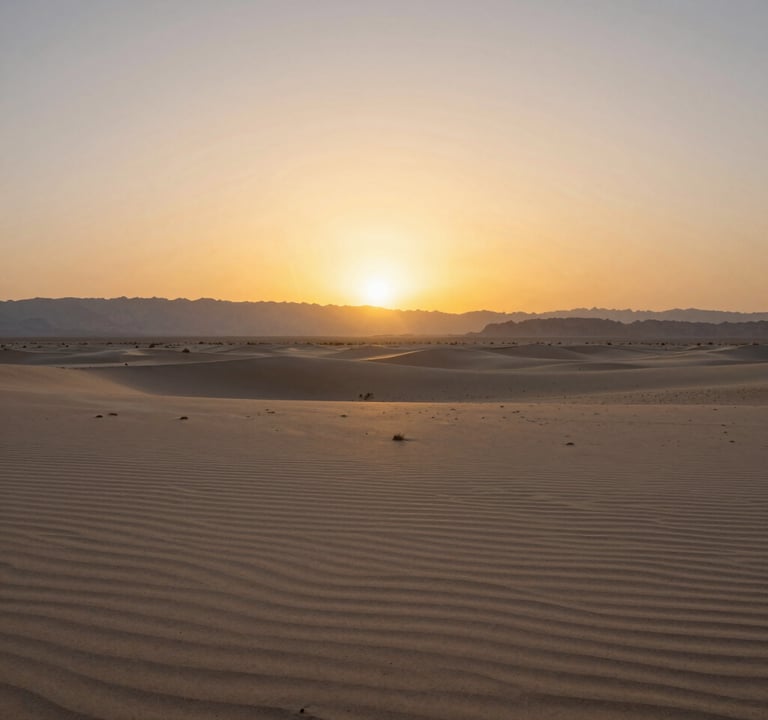 A tranquil sunset over a flat desert basin in Northeast Nevada. The lighting is soft and golden, reflecting off the pale sand. The style is professional landscape photography that inspires trust and emphasizes the quiet vastness of the region.