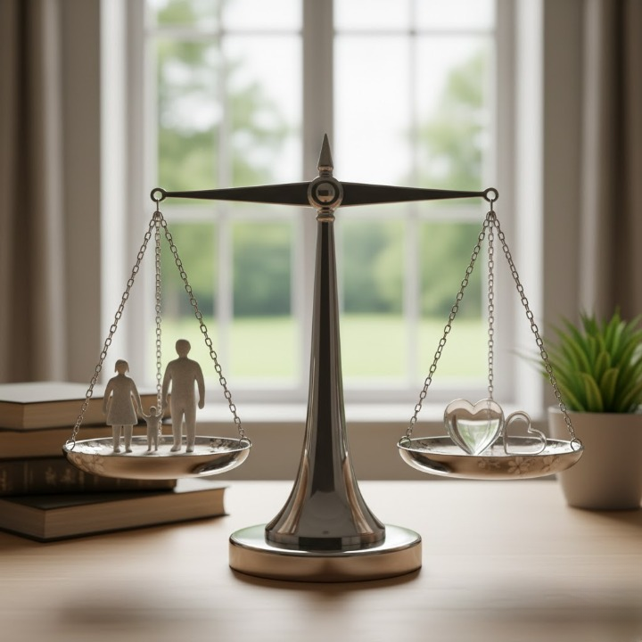 Bilancia della giustizia del diritto di famiglia