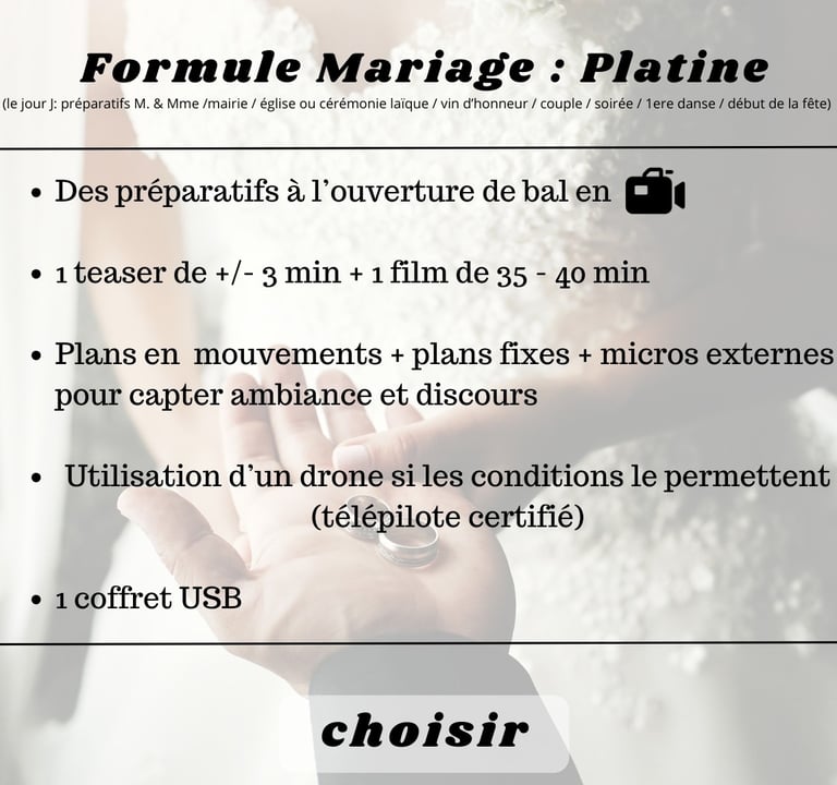 formule mariage : platine
