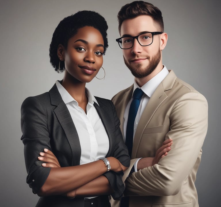 Black woman and white man technology professionals