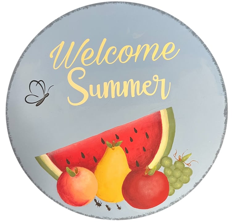 Fran Prebish  Welcome Summer Paint & Pastries  acrylics watermelon grapes apple pear