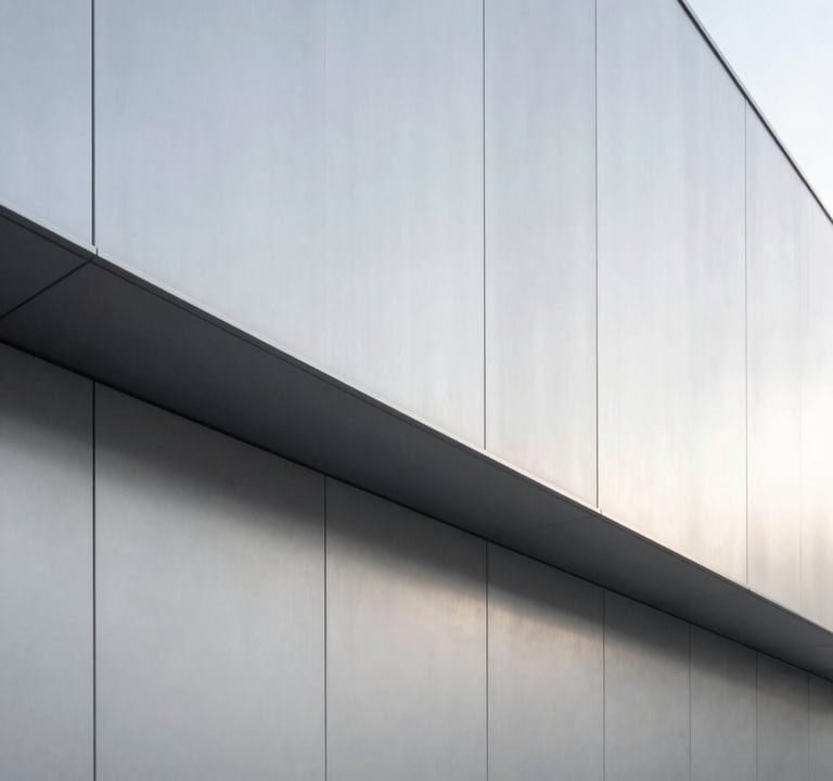 Minimalist architectural detail of a modern studio in a Central European / German city, featuring light silver grey walls and clean geometric lines, soft natural lighting.