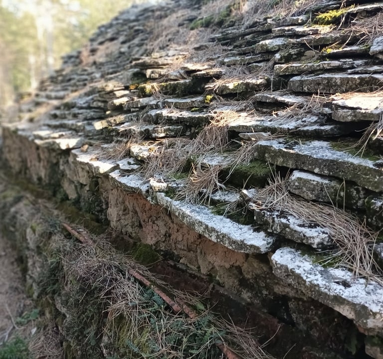 The stone tiled roof