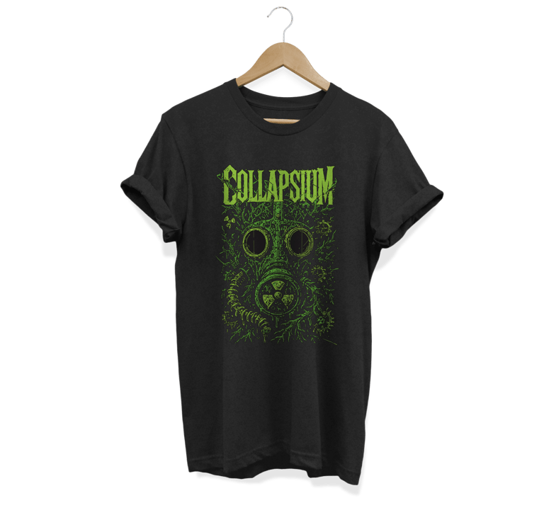 t-shirt noir et vert du groupe de musique collapsium