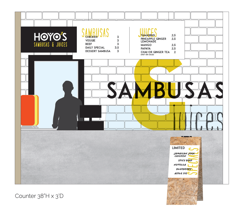 Hoyo's Kitchen Sambusas & Juices Environmental Graphic Elevation
