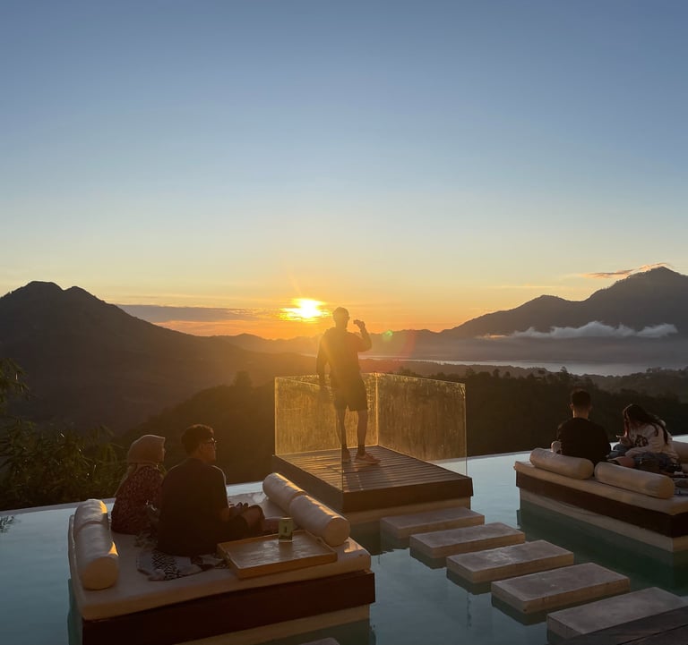 Wulkan Batur, Agung, Bali, wschód słońca