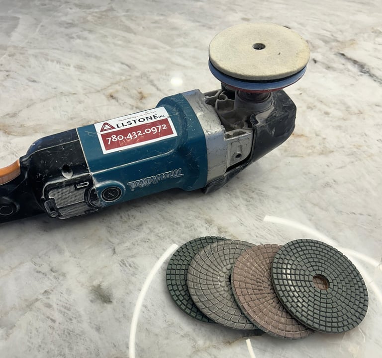 Polisher with allstone inc logo and phone number