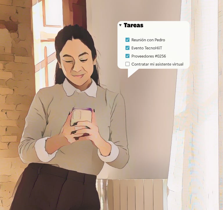 Asistente virtual trabajando