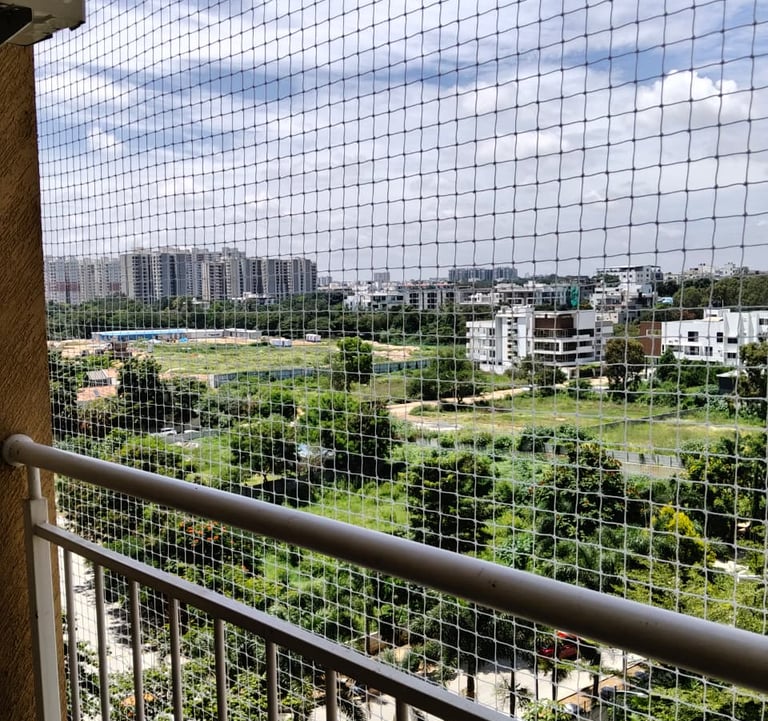 balcony pigeo nets installation in bengaluru by sukumari safety nets