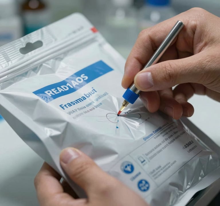 A macro shot of a hand carefully inspecting the water parameters of a shipment bag, highlighting the personal care and scientific precision involved in transshipping.