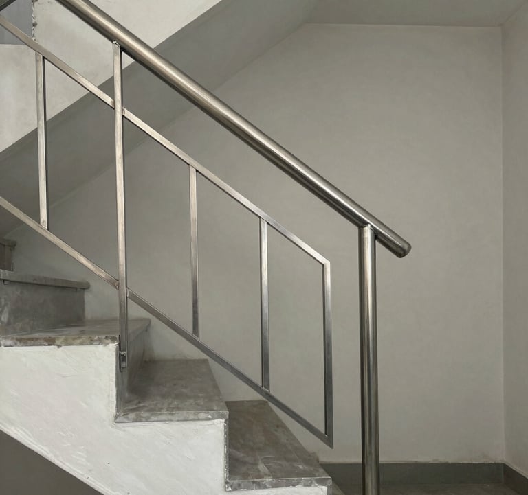 Corrimão em inox sob medida com acabamento premium para projeto residencial moderno