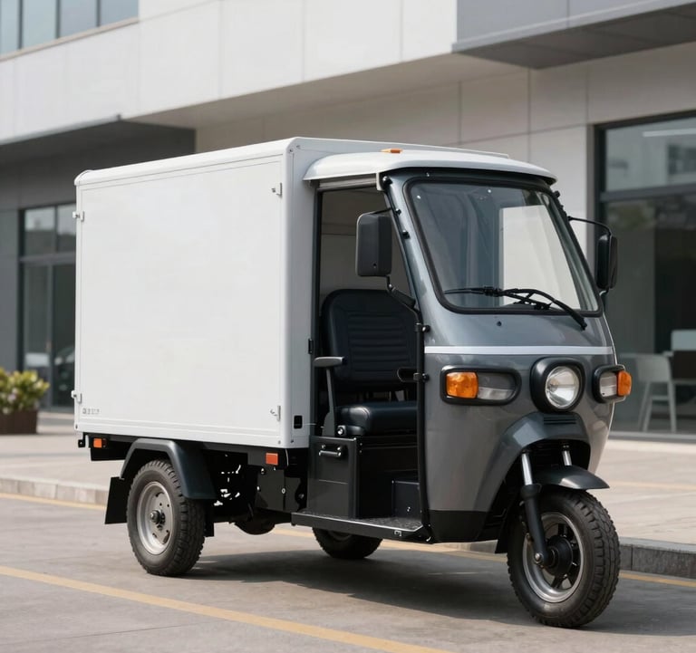 Specialized Electric Delivery Tricycle with Closed Cargo Box for Express Logistics