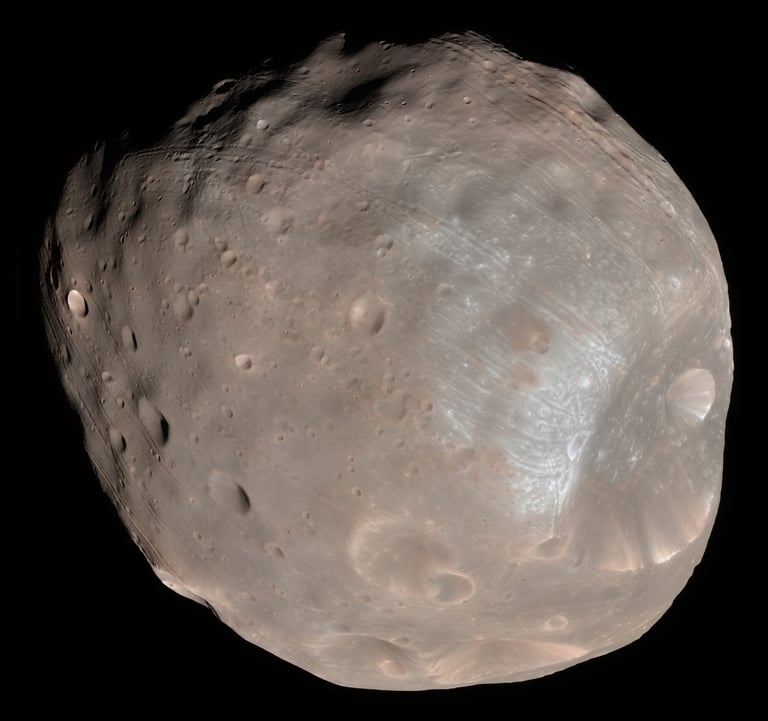Color image of Phobos, imaged by the Mars Reconnaissance Orbiter, By NASA/JPL-Caltech/University o