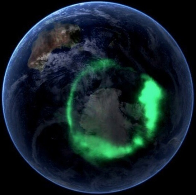 Aurora australis as captured by NASA's IMAGE satellite,  Wikipedia