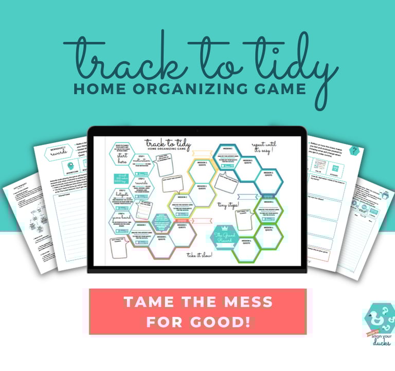 Track to Tidy game on tablet and paper