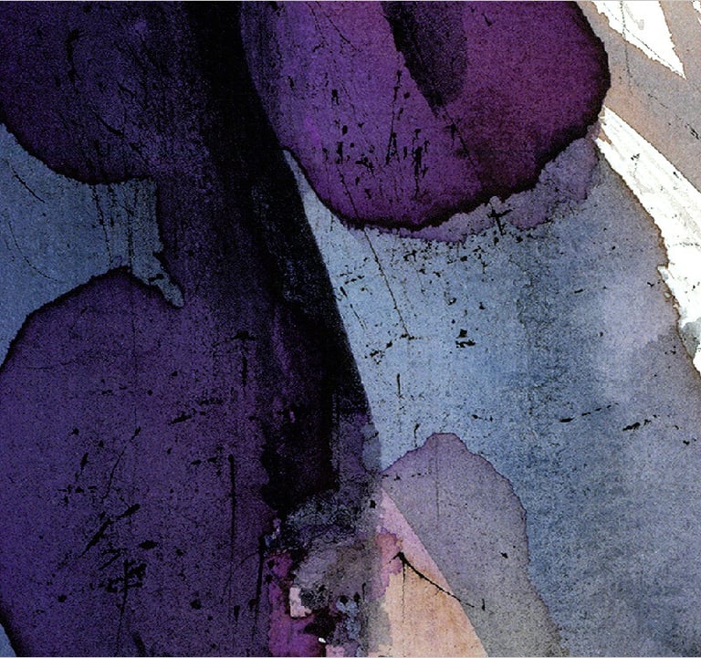 Yuge Kurt, fragment of watercolor painting in art gallery. Fashion. Earthy muted tones.