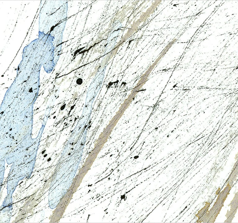 Yuge Kurt, fragment of watercolor painting in art gallery. Fashion. Earthy muted tones.