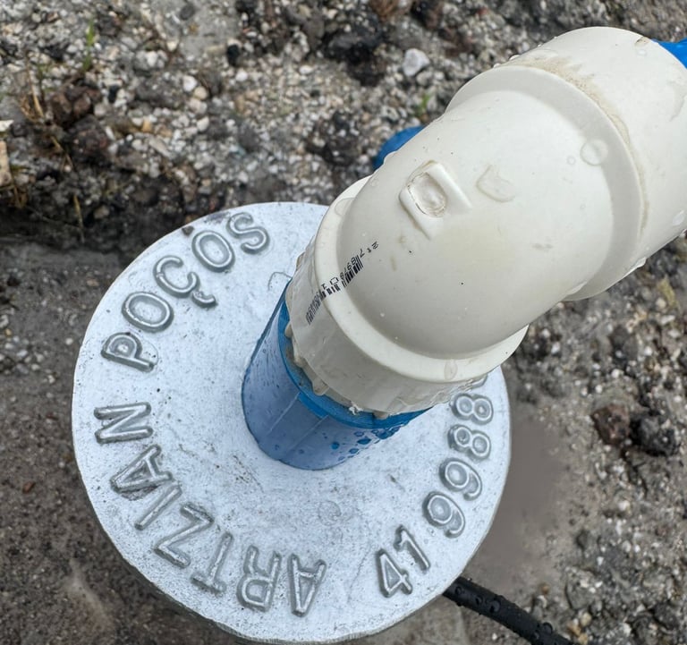 acabamento de poço artesiano com padrão profissional e identificação da Artzian em Curitiba