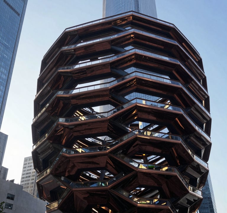An architectural photograph of a futuristic building's exterior in a global city, featuring flowing lines of glass and dark steel. The scene represents progress and stability, captured during the clear morning light of a North American tech corridor.