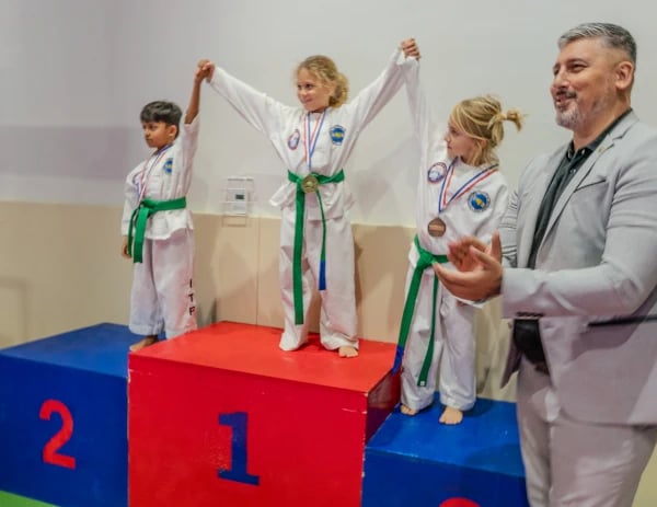 Hwa Rang Taekwon-Do Green Belts on Podium 2025