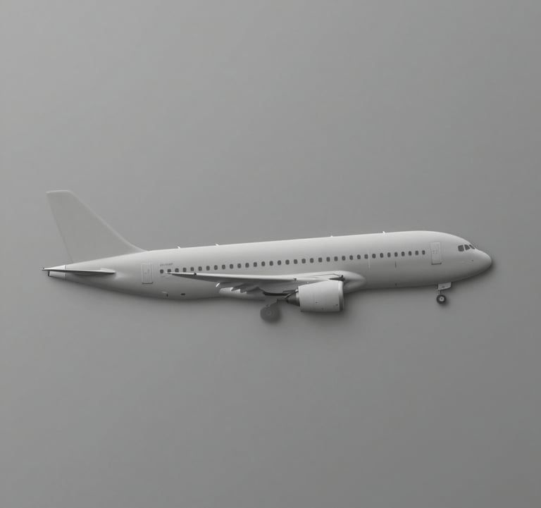 Minimalist logo of a luxury airline, embossed effect on a matte gray surface, clean and modern aesthetic following the #121212 and #F5F5F5 color palette.