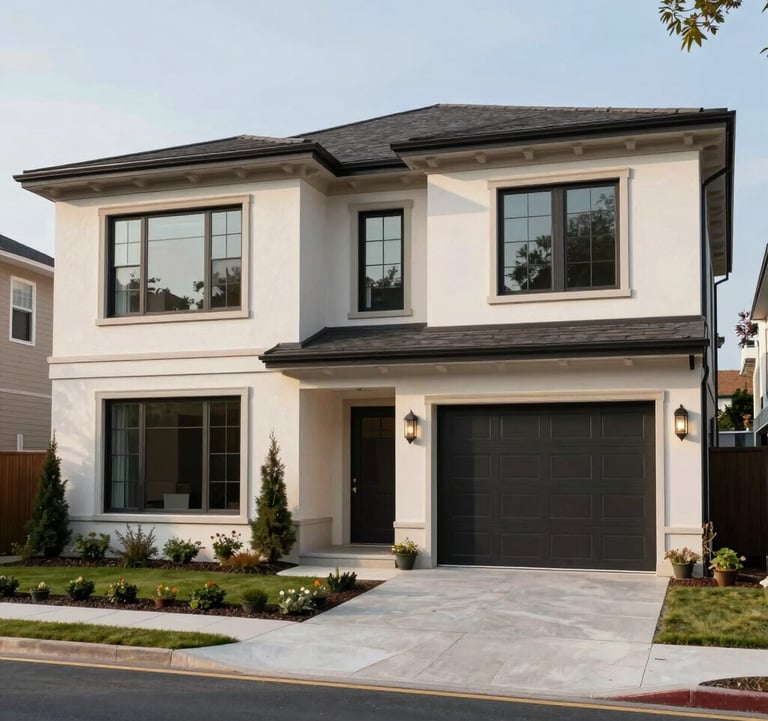 A sophisticated, high-end residential property with clean lines and luxury finishes, reflecting a successful real estate investment in a prestigious US neighborhood.